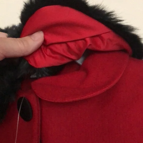 NWT Hartstrings faux fur red wool coat 6X - Picture 7 of 9